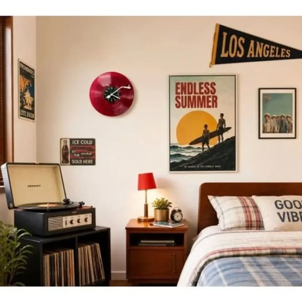 Red Vinyl Record Clock - 11.8